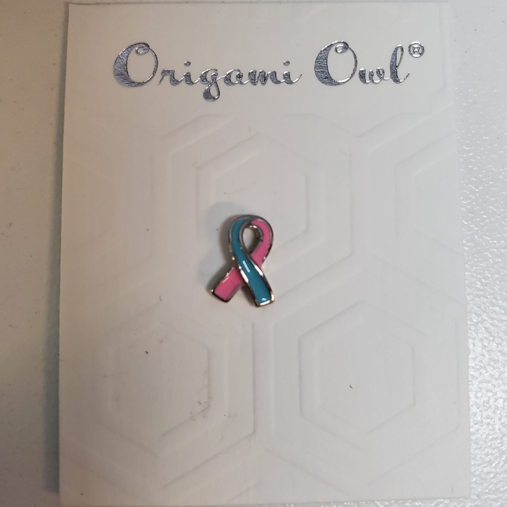 Origami Owl - Brand New Pink and Blue Ribbon Pin